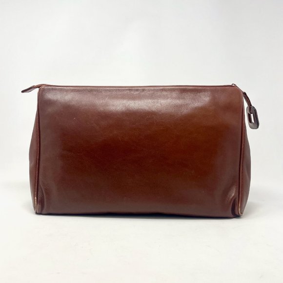 Vintage 70s Frances Patiky Stein Brown Leather Clutch - Picture 6 of 14